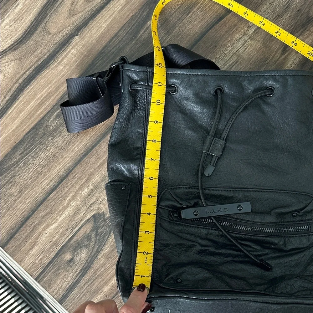 L.A.M.B. Black Leather Bucket Backpack - Picture 11 of 14